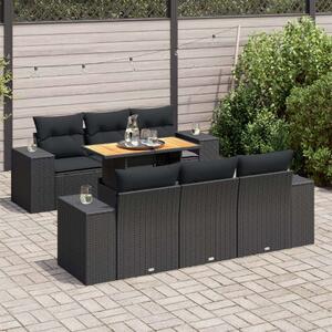 VidaXL Polyrattan Kerti Ülőgarnitúra - 7 részes - Fekete
