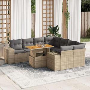 VidaXL Polyrattan Kerti Ülőgarnitúra - 9 részes - Bézs