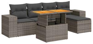 VidaXL Polyrattan Kerti Ülőgarnitúra - 6 részes - Szürke