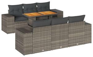 VidaXL Polyrattan Kerti Ülőgarnitúra - 7 részes - Szürke