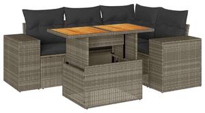 VidaXL 5 részes Polyrattan Kerti Ülőgarnitúra - Szürke
