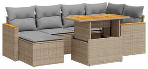 VidaXL Polyrattan Kerti Ülőgarnitúra - Akácfa - 7 részes