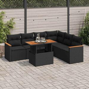 VidaXL Polyrattan Kerti Ülőgarnitúra - 7 részes - Fekete