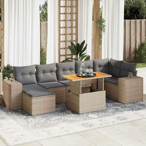 VidaXL Polyrattan Kerti Ülőgarnitúra - 8 részes - Bézs