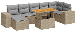 VidaXL Polyrattan Kerti Ülőgarnitúra - 8 részes - Bézs