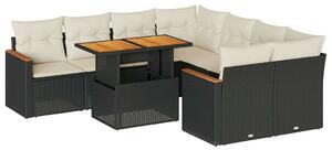 VidaXL Polyrattan Kerti Ülőgarnitúra - 9 részes - Fekete
