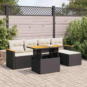 VidaXL Polyrattan Kerti Ülőgarnitúra - 6 részes - Fekete