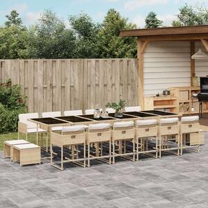 VidaXL Polyrattan Kerti Étkezőgarnitúra - 17 részes - Bézs