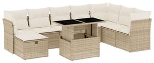 VidaXL Polyrattan Kerti Ülőgarnitúra - 9 részes - Bézs