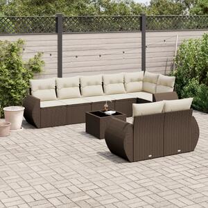 VidaXL 9 részes barna polyrattan kerti ülőgarnitúra párnákkal