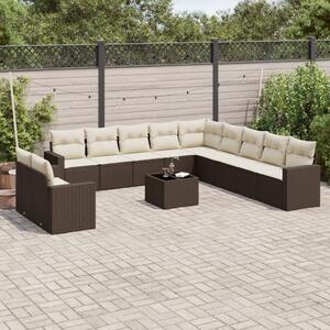 VidaXL 12 részes barna polyrattan kerti ülőgarnitúra párnákkal