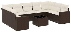 VidaXL 10 részes barna polyrattan kerti ülőgarnitúra párnákkal