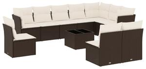 VidaXL 11 részes barna polyrattan kerti ülőgarnitúra párnákkal