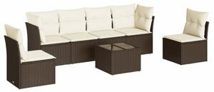 VidaXL 7 részes barna polyrattan kerti ülőgarnitúra párnákkal