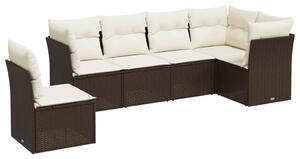 VidaXL 7 részes barna polyrattan kerti ülőgarnitúra párnákkal
