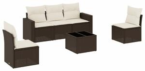 VidaXL 6 részes barna polyrattan kerti ülőgarnitúra párnával