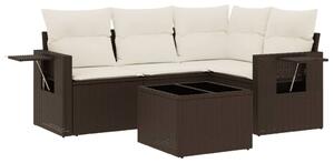 VidaXL 5 részes barna polyrattan kerti ülőgarnitúra párnával