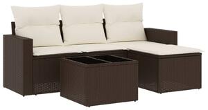 VidaXL 5 részes barna polyrattan kerti ülőgarnitúra párnával