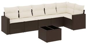 VidaXL 7 részes barna polyrattan kerti ülőgarnitúra párnákkal