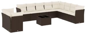 VidaXL 11 részes barna polyrattan kerti ülőgarnitúra párnákkal