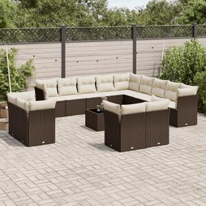 VidaXL 14 részes barna polyrattan kerti ülőgarnitúra párnákkal