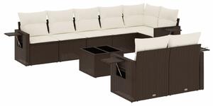 VidaXL 9 részes barna polyrattan kerti ülőgarnitúra párnákkal