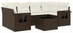 VidaXL 7 részes barna polyrattan kerti ülőgarnitúra párnákkal