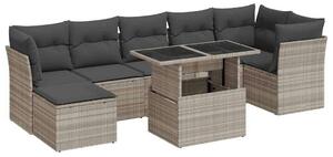 VidaXL Polyrattan Kerti Ülőgarnitúra - 8 részes - Világosszürke