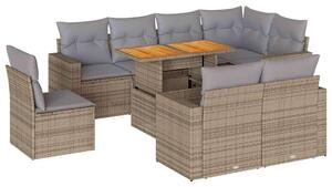 VidaXL Polyrattan Kerti Ülőgarnitúra - 9 részes - Bézs
