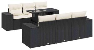 VidaXL Polyrattan Kerti Ülőgarnitúra - 7 részes - Fekete