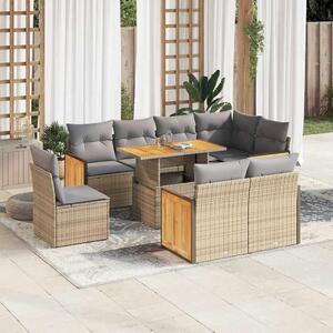 VidaXL Polyrattan Kerti Ülőgarnitúra - 9 részes - Bézs