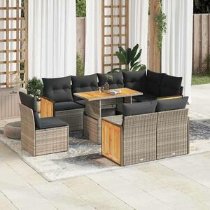 VidaXL Polyrattan Kerti Ülőgarnitúra - 9 részes - Szürke