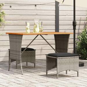 VidaXL 3 részes szürke polyrattan kerti étkezőgarnitúra párnával