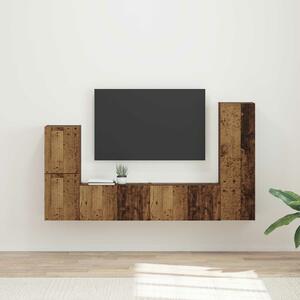 VidaXL TV szekrény garnitúra Falra szerelhető 4 pcs Öreg fa Faanyag