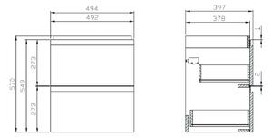 Cersanit Moduo szekrény 49.4x39.7x57 cm Függesztett, mosdó alatti szürke S929-011