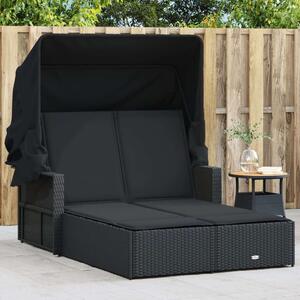 VidaXL Dupla Napozóágy - Polyrattan - Fekete - 110x201 cm