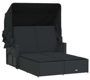 VidaXL Dupla Napozóágy - Polyrattan - Fekete - 110x201 cm