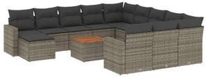 Polyrattan Kerti Ülőgarnitúra - 13 részes - Szürke