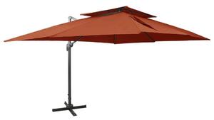 VidaXL terrakotta színű dupla tetejű konzolos napernyő 400 x 300 cm
