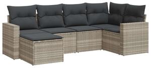 VidaXL Polyrattan Kerti Ülőgarnitúra - 6 részes, Világosszürke