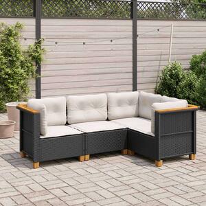VidaXL Polyrattan Kerti Ülőgarnitúra - 4 részes - Fekete