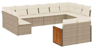 Polyrattan Kerti Ülőgarnitúra - 12 részes - Bézs