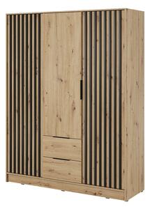 Neria gardróbszekrény 155 cm - artisan tölgy / fekete