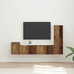 VidaXL TV szekrény garnitúra Falra szerelhető 4 pcs Öreg fa Faanyag
