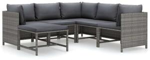 VidaXL Polyrattan Kerti Ülőgarnitúra - 6 részes - Szürke
