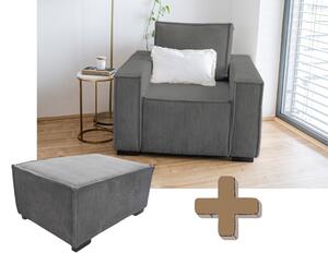 Fotel és ottomán SMART SET, sötétszürke