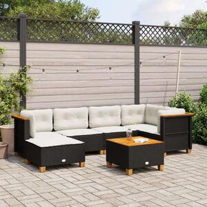 VidaXL Polyrattan Kerti Ülőgarnitúra - 7 részes - Fekete