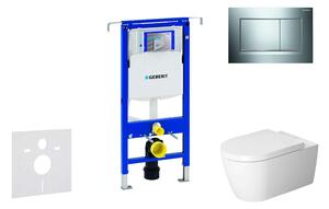 Geberit Duofix - WC modul nyomógombbal Sigma30, fényes króm/matt króm + Duravit ME by Starck - WC és ülőke, perem nélküli, SoftClose 111.355.00.5 NM6