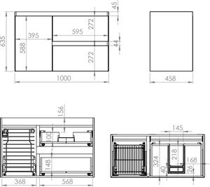 Elita Split szekrény 100x45.8x63.5 cm Függesztett, mosdó alatti fehér-szürke 168153