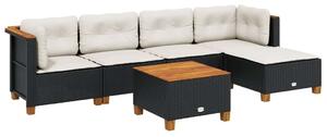 VidaXL Polyrattan Kerti Ülőgarnitúra - 6 részes - Fekete